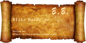Blitz Balázs névjegykártya